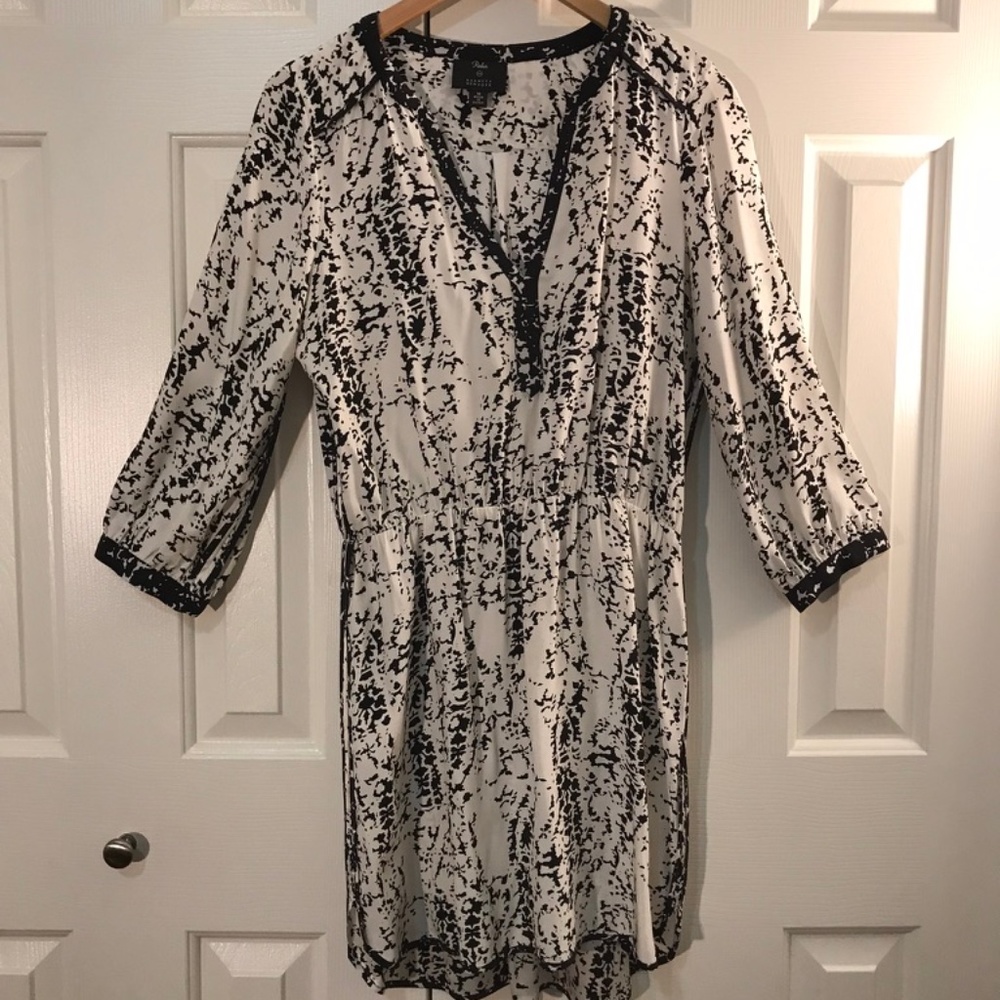 PARKER Silk Long Sleeve Mini Dress Cinch Waist